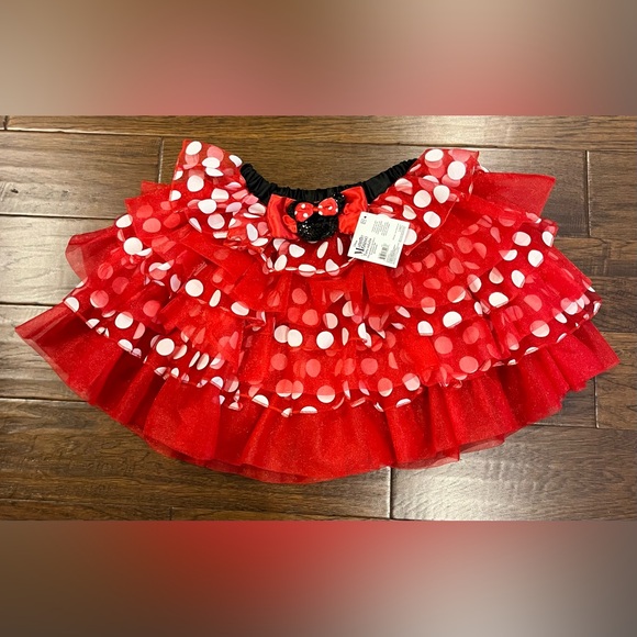 NWT Disney Minnie Mouse Red White Black Adult Mini Tutu S/M Bow Ruffles Polka Do - Picture 1 of 5